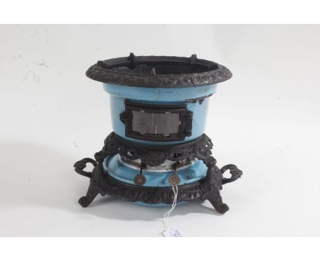 20th Century blue enamel and iron paraffin heater&nbsp;
