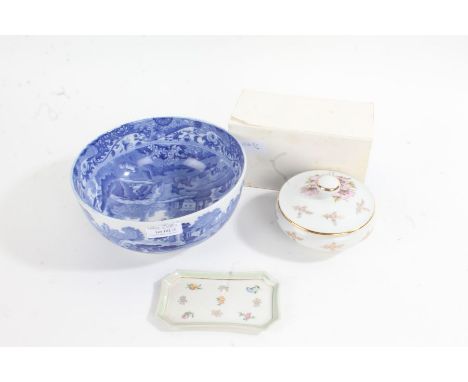 Copeland Spode Italian pattern bowl, together with a small Limoges porcelain dish, a Limoges pot and cover and four Royal Wor