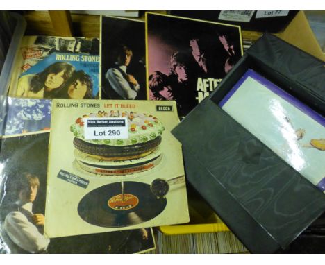 Records : A nice case and collection of Rolling Stones albums, incl Satanic Majesties, Aftermath, No. 1 and No. 2, Let it Ble