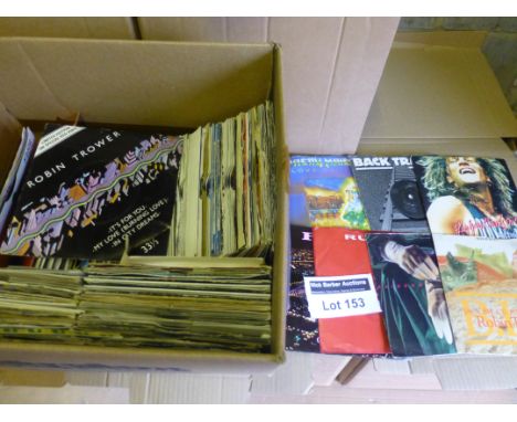 Records : Box of 150+ heavy metal/rock singles, many picture sleeves, incl AC/DC, Rolling Stones, Aerosmith etc.