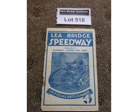 Speedway : Lea Bridge v Wimbledon prog 19.8.1933, 16 pages, vgc, r/staples.