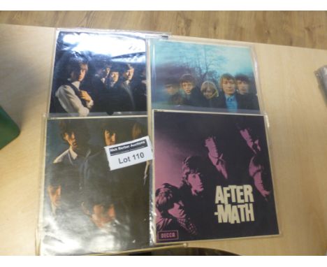 Records : Rolling Stones x 4 early UK unboxed decca LP's, 1/2 LK4605 and Aftermath, conditions vary but appear to be at least