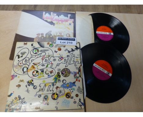 Records : Led Zeppelin 2 (vg/ex) and Led Zeppelin III (vg/vg) on original UK Atlantic red/plum labels.