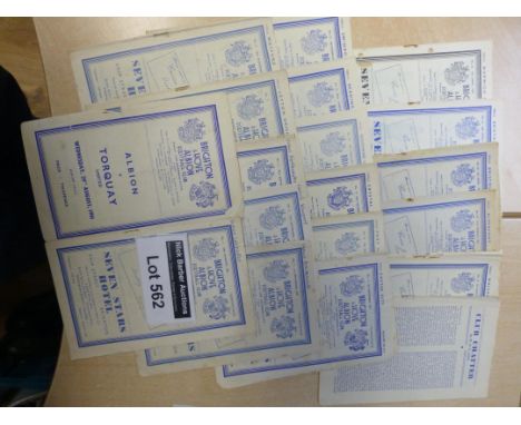 Football : Brighton & Hove Albion progs (18), 1951/52 season,, good/vgc, sl. r/staples.