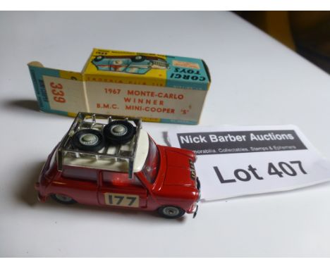 Die-cast : Corgi Toys - 1967 Monte Carlo winner Mini Cooper 'S' No. 227 on box but sticker notes as No. 339.  Good cond.