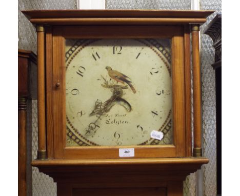 A longcase clock, the 28 cm square painted dial having Arabic numerals and date aperture, signed Jno Tratt Colyton, fitted a 
