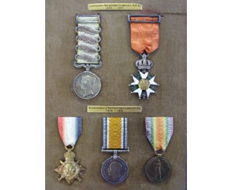 A group of family medals, comprising a pair awarded to Lieutenant Raynsford C Longley RHA, a Crimea Medal, with Alma, Balakla