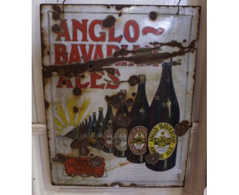 A pictorial enamel advertising sign, Anglo-Bavarian Ales Shepton Mallet Brewery Somerset (some enamel losses and corrosion da