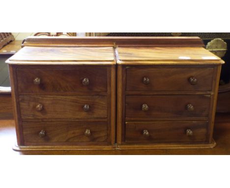 A pair of mahogany trinket drawers, from a dressing chest, mounted as one, 60 cm wide