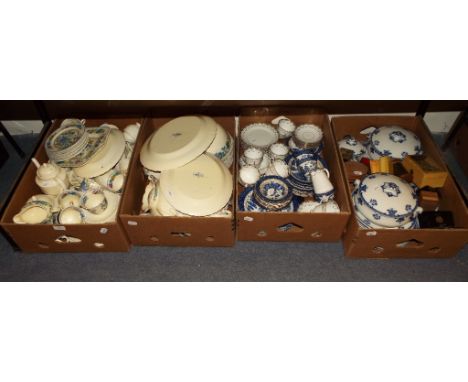 A quantity of Masons Regency pattern tea and dinner wares, an American shelf clock, two spirit barrels, a Mauchlineware stamp