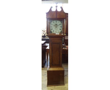 A longcase clock, the 30 cm square painted dial with Roman numerals, signed Wm Preddy Langport, fitted a 30 hour movement, in