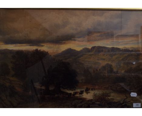 Manner of David Cox Junior, The Ford - Evening, watercolour heightened with bodycolour, signed and dated 1858, 47.5 x 69 cm C
