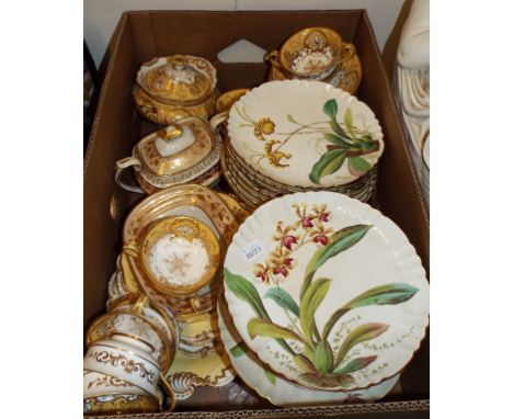 A Mintons botanical part dessert service, C3108, an early 19th century English porcelain part tea service, and similar items 