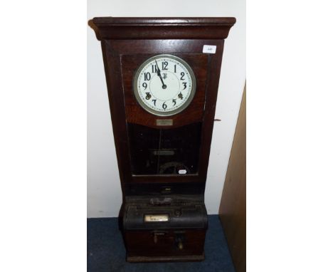 A clocking in clock, Overhauled by British Time Recorder Co Ltd, 102 cm high