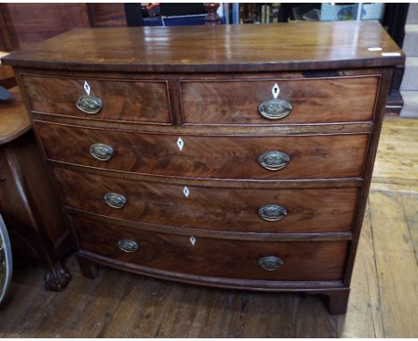 A 19th century mahogany bow front chest, of five drawers, 111 cm wide