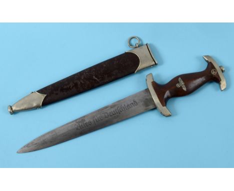 A German SA dagger and scabbard, the blade stamped MAX WEYERSBERG, SOLINGEN, the scabbard with a trace of a personalised sign