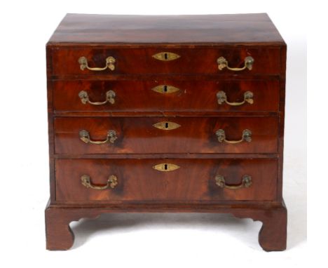 A George III mahogany chest, of four graduated long drawers, on bracket feet, 85 cm wide  See illustration Condition report R
