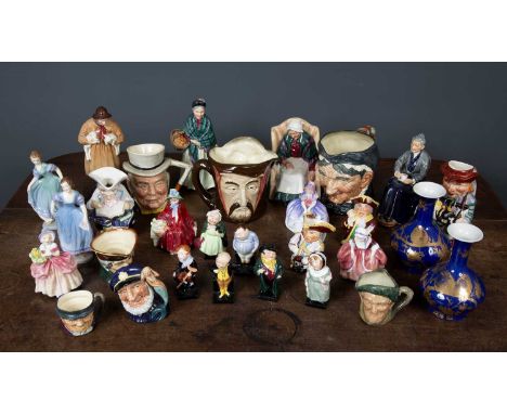 A collection of decorative ceramics to include Royal Doulton character jugs, Royal Doulton figurines to include 'The Orange L