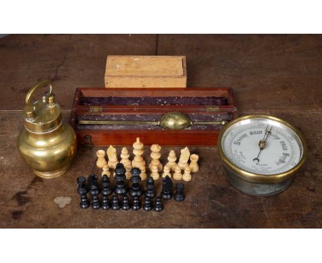 A 19th century cased Saccharometer by Buss of London, 25cm in length in a fitted mahogany box together with a British made ba