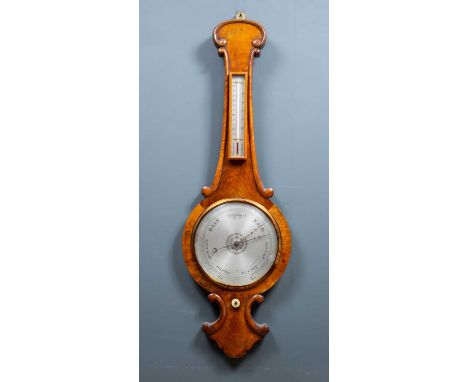 A Victorian walnut barometer overall 32cm wide x 101cm highCondition report: glass intact, untested, minor surface marks, no 