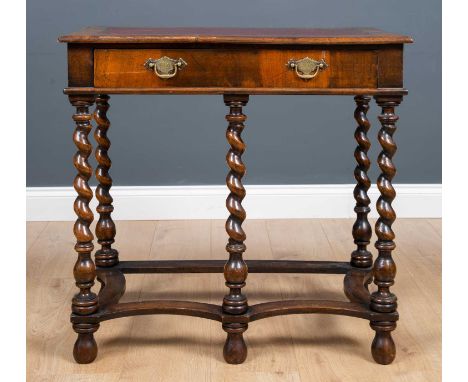 A Georgian mahogany fold over tea table 75cm wide x 37cm deep x 73cm high together with a walnut side table with a red leathe