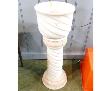 White and pink ceramic planter, height 69 cm