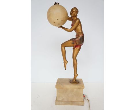 Original art deco lamp - Crack to onyx Height 54 cm 