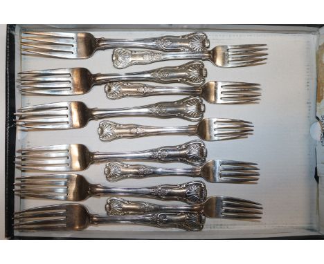 Five Dublin silver forks by Smith &amp; Gamble; one other similar fork and five various smaller forks approx. total weight 91