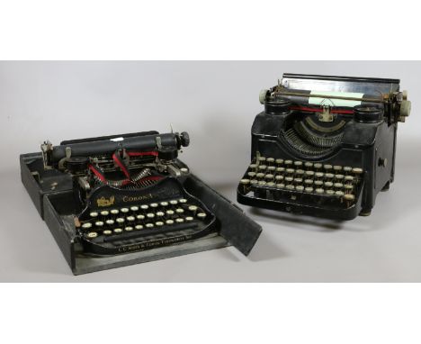 An L C Smith & Carona typewriter and a LMC typewriter and cover