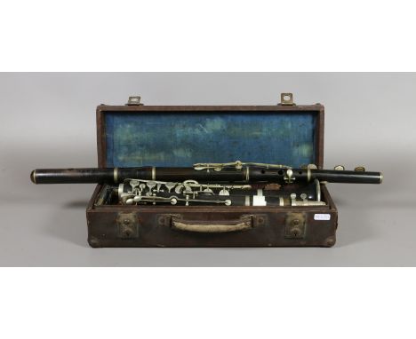 A cased clarinet by Martin Freres of Paris and a French flute stamped Terome