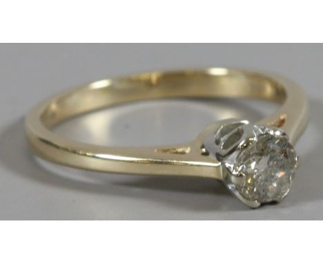 A 9ct gold solitaire diamond ring, size J.