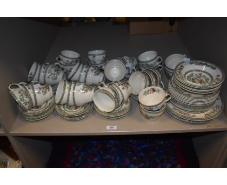 A large collection of Johnson Bros 'Indian Tree' cups, saucers, plates and bowls.