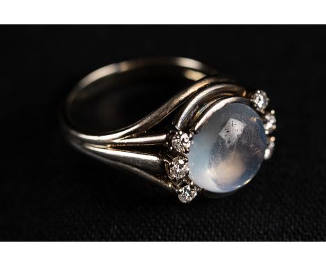 White Gold Ring, with moon stone , around 1960