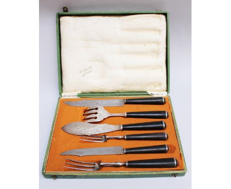 Christoffle Silver Plated Art Noveau Cuttlery, comprising  2 knifes and folks a and fish knife  partly engraved and  several 