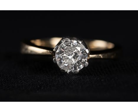 Gold Ring 750 with a 1,02 white Diamond , colour G-H, weight 6,3 gramm