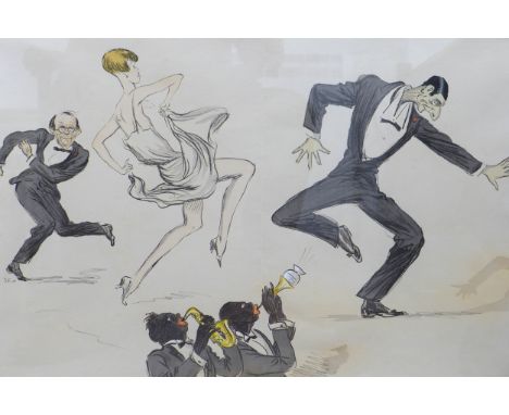 SEM (Georges Goursat) (French, 1863-1934): depicting a lady and two gentlemen dancing, a single plate from 'Album 27, White B