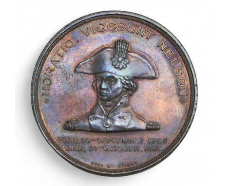 Medal commemorating the wreck of HMS 'Foudroyant' dated 1897, obverse with portrait of Nelson, reverse with wreck of Foudroya