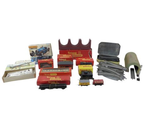 A collection of Hornby Tri-Ang model railway, with boxed loco and rolling stock, some accessories and track, together with tw