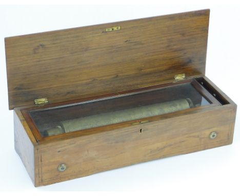 A 19th century Swiss musical box,
by Ducommon Girod c. 1870, playing on a 13" cylinder, walnut case length 20.5"