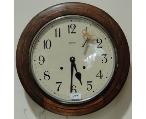 A 19th century mahogany cased Smith's dial wall clock,
width 1'5".