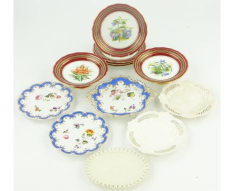 A group of English and continental porcelain and Cream Ware plates, (12).