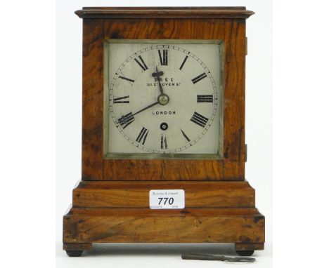 A 19th century rosewood cased bracket clock,
having a silvered dial with single fusee movement, by Tree, Great Dover Street, 