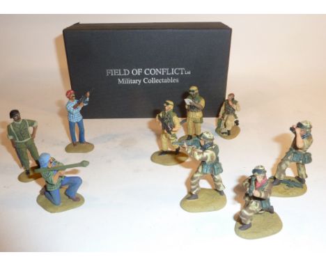 Field of Conflict Iraqi War 54mm scale matt finish sets US Marines 1 (two) and 2 (two), British Marines 2 and Iraqi Fighters 