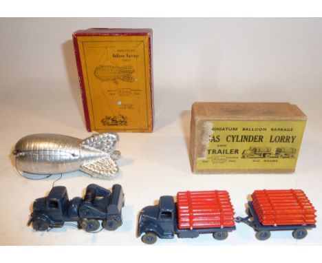 Britains 00 scale Balloon Unit with Cylinder Lorry set 1855 Barrage Balloon and Winch Lorry and set 1879, Gas Cylinder Lorry 