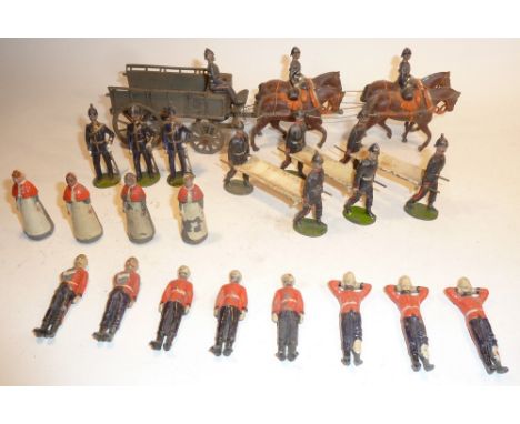 Britains set 145, Royal Army Medical Corps Ambulance Wagon Full Dress, collar harness, khaki finish to wagon, with one seated