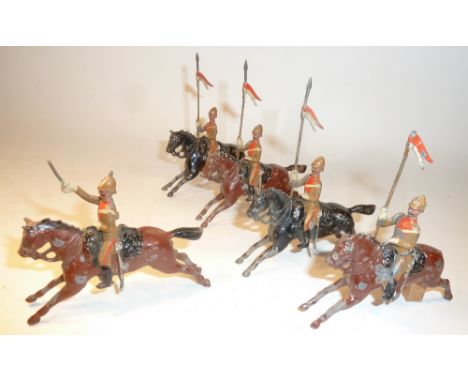 Britains set 49, South Australian Lancers  FOURTH VERSION, undated (F, one badly damaged, end of officer's sword and all troo