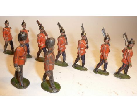 "Abel" Infantry of the Line marching, 52mm scale, imported from Germany oval base (F, three damaged), with a Foot Guard and O