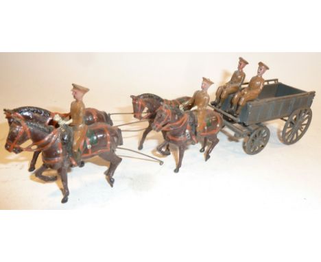 Britains set 145a, Royal Army Medical Corps Ambulance Wagon Service Dress khaki finish to wagon, with two seated men, peak ca