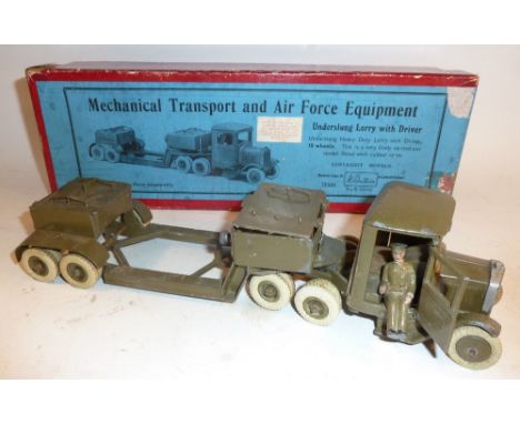  * Britains set 1641, Underslung Lorry khaki finish, white treaded tyres, with driver in original illustrated box (G, driver 