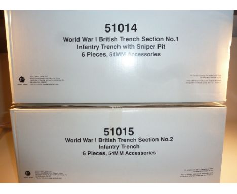 Britains Matte Series First World War 54mm and 1/30 scale Models 51014 and 51015 Trench Sections No.1 and 2 51007 Shell holes